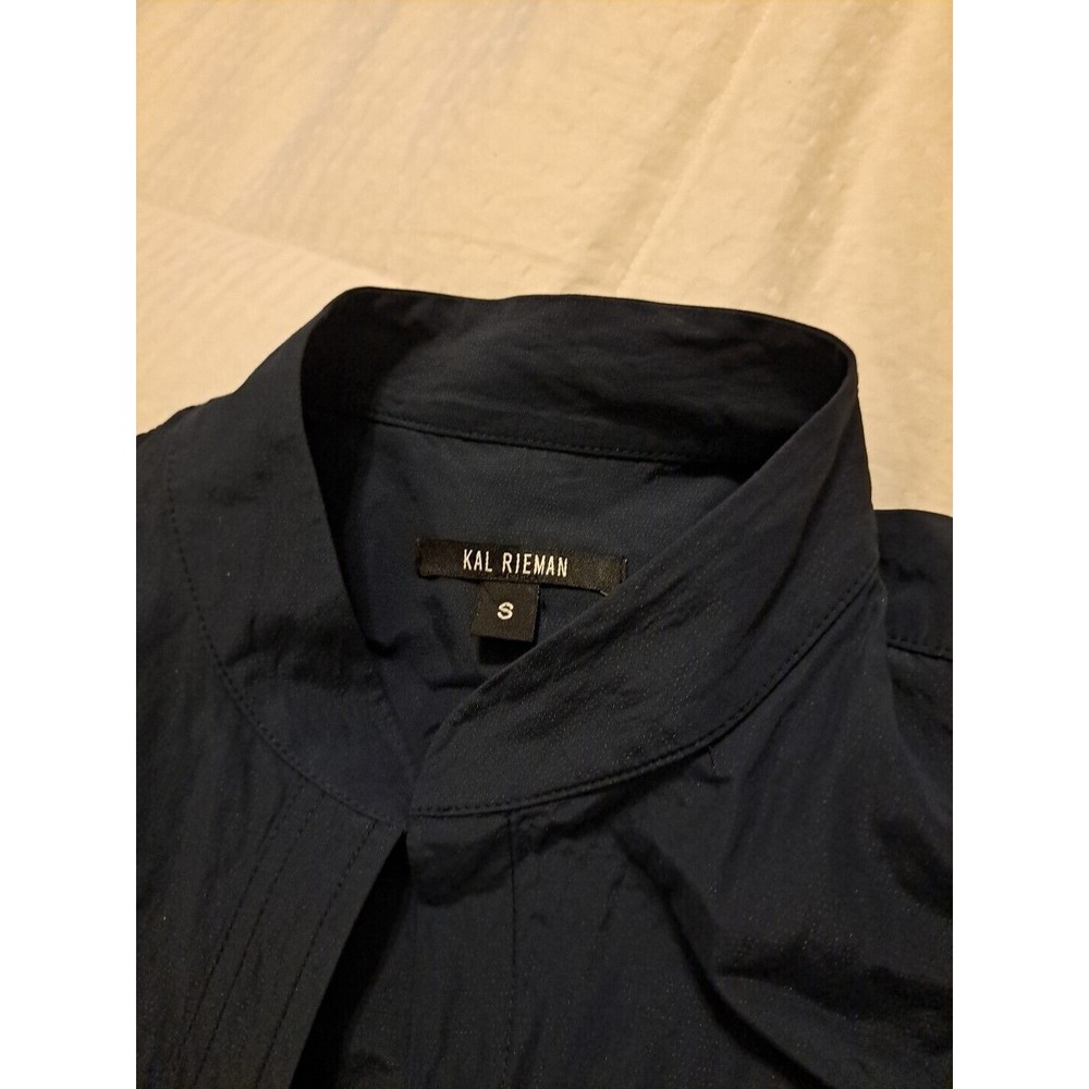 Kal Reiman Pleat Hem Kimono Top blouse shirt in Navy Size S